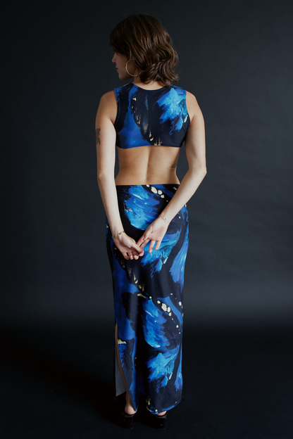 Long Eclipse Cut-Out Gown -Blue Butterfly